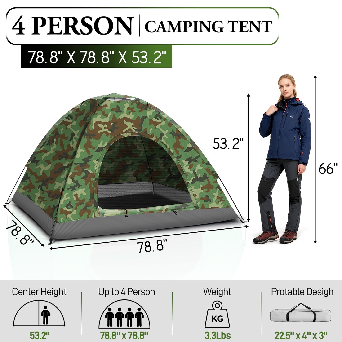 Astickl 4-Person Outdoor Camping Tent